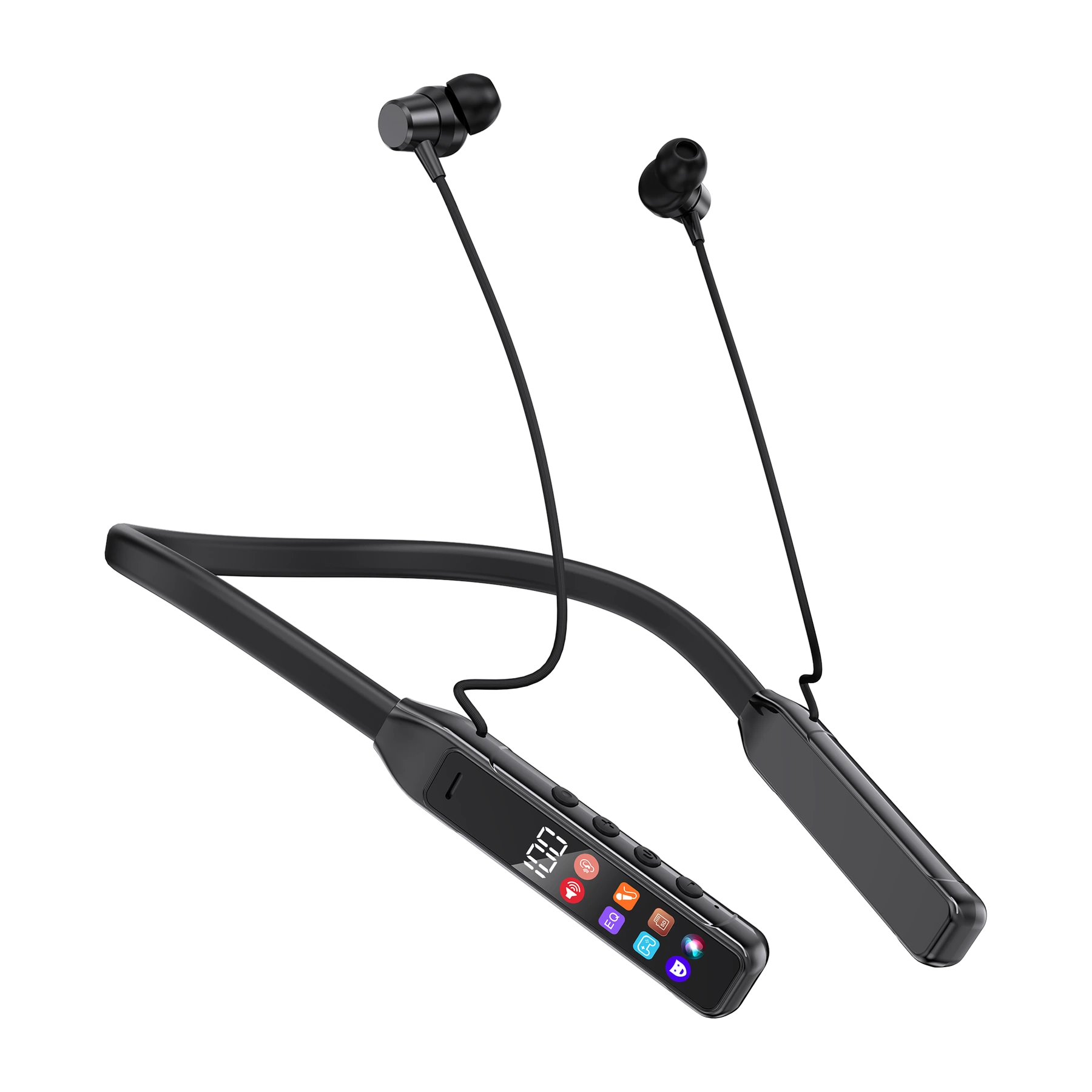Yikucci SOUND BAND 5 neckband in Midnight Black, with its LED control display